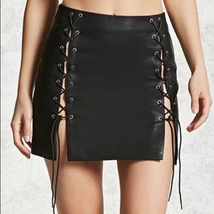 Forever21 Leather Lace up Skirt
